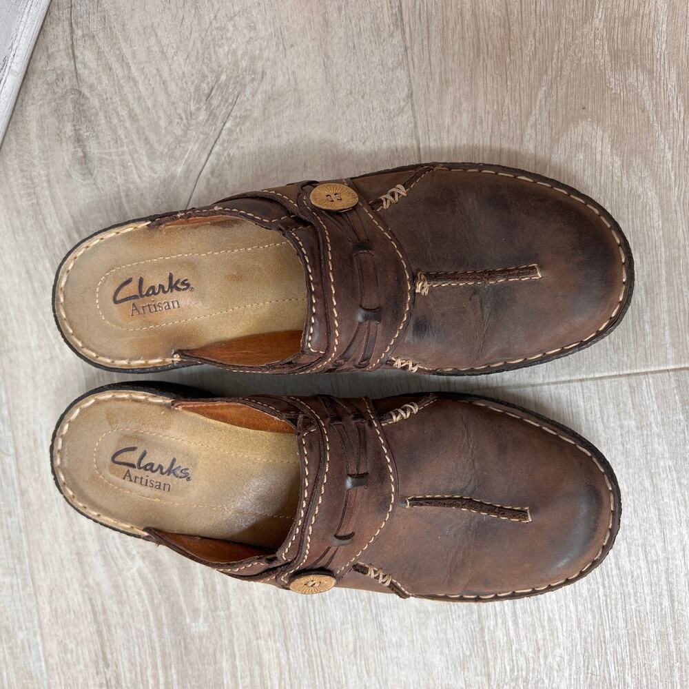 Clarks Shoes Womens SZ 7M Brown Artisan Collection Inca Amy Mules Slip On Clogs - Picture 3 of 15